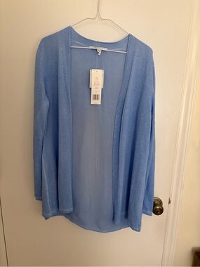 Foxcroft NYC Light Blue Open-Front Lightweight Cardigan NWT